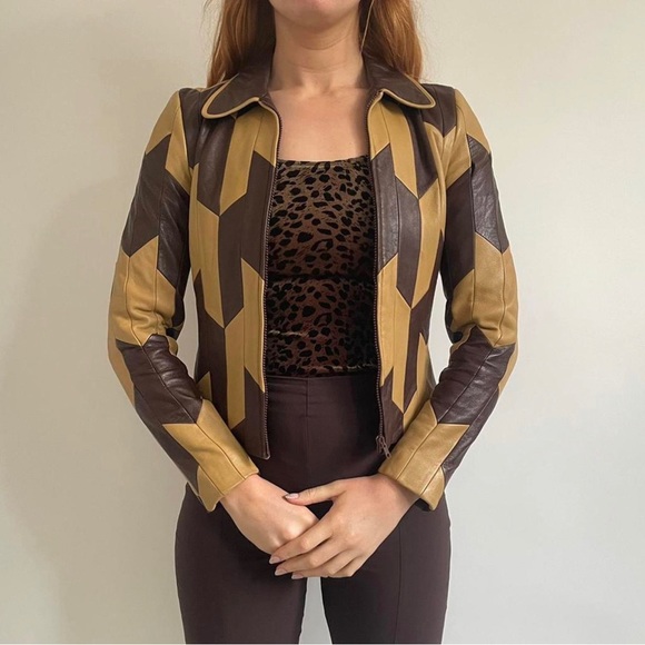 Jesire Houndstooth Leather Jacket - Picture 2 of 3